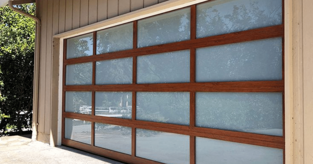 Frosted glass garage door.